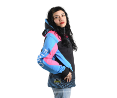 Chamarra de Moto para Mujer Fiato CHA-033 Negro / Rosa / Azul - tienda en línea