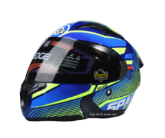 Casco Abatible Edge Pilot Supernova - Azul / Neón - HIJO DE LA MOTO