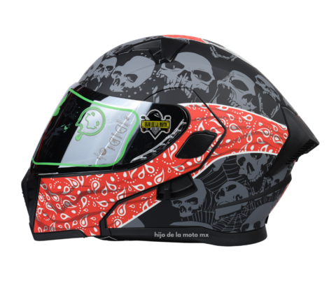CASCO ABATIBLE HALF BANDIDO ROJO MATE CON LUZ