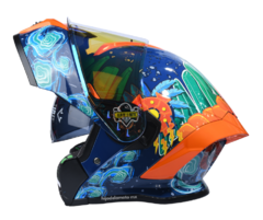 Casco Abatble Half Tlaloc - Azul Naranja Brillante en internet