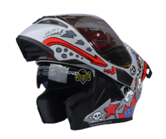 Casco Abatible Hro 3400 Dv Evo Doodle Gris / Rojo Brillante - HIJO DE LA MOTO