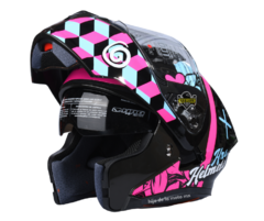 CASCO ABATIBLE HRO 3420DV HYBRIR - ROSA - HIJO DE LA MOTO