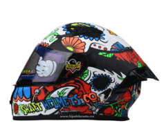 CASCO INTEGRAL SHAFT SH-526 SKULL FLOWERS - NEGRO / ROJO MATE