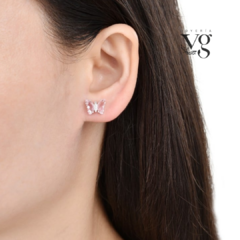 Aros Mariposa Rosa Plata 925 - comprar online