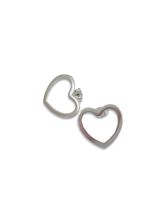 Aros corazón calado de acero blanco - comprar online