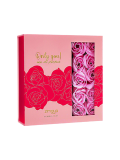 Caja de perfume Zimaya Only You con rosas rosas decorativas.