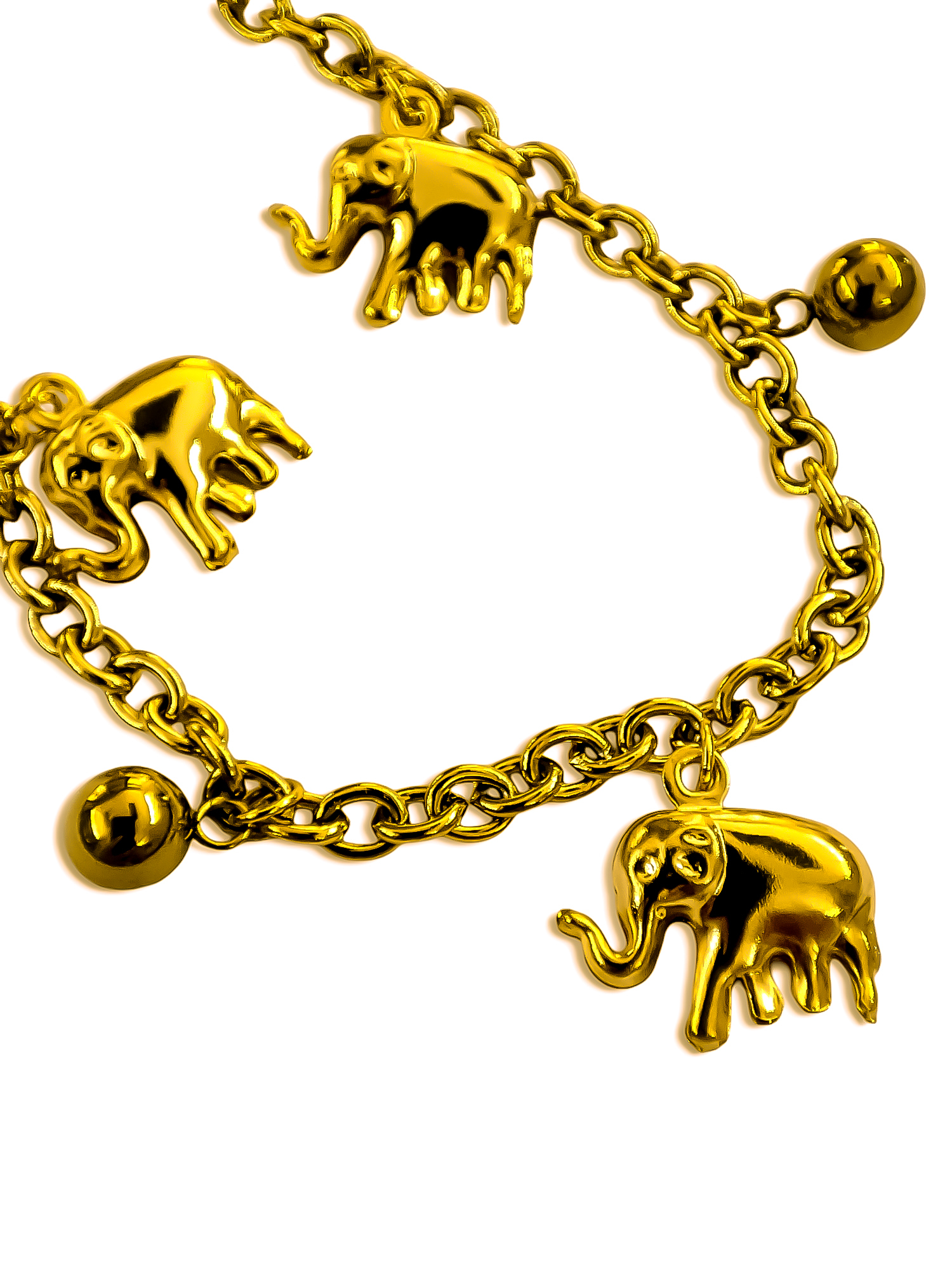 Pulsera de acero dorado de elefantes