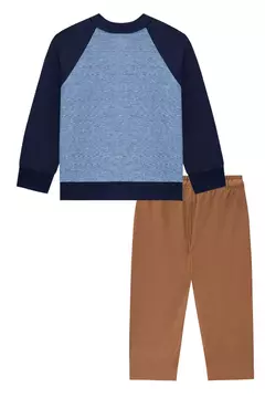 Conjunto Lucboo Camiseta Azul e Calça Marrom - comprar online