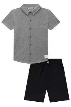 Conjunto Lucboo Camisa Cinza e Bermuda Preta - comprar online