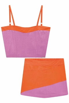 Conjunto Lilimoon Rosa com Laranja na internet