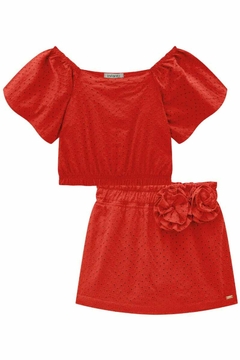 Conjunto Infanti Blusa Boxy e Short Saia Vermelho - comprar online