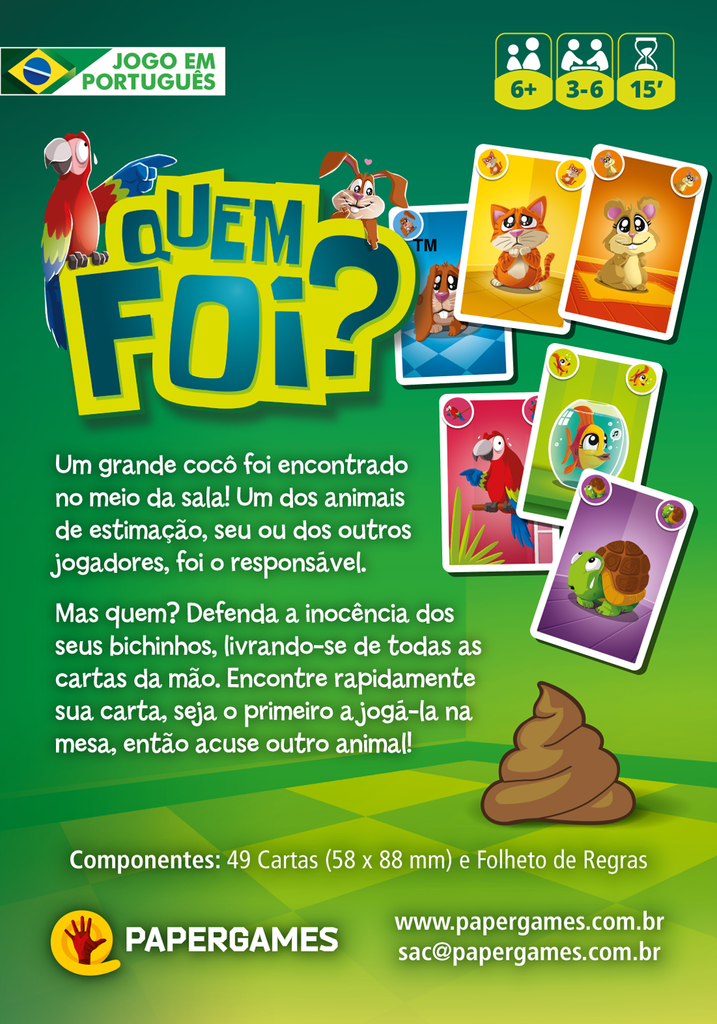 Quem foi? Jogo de cartas Pocket PaperGames