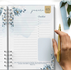 Kit: Agenda Floral Azul e Branca datada 2025 com versículos + Diario Floral na internet