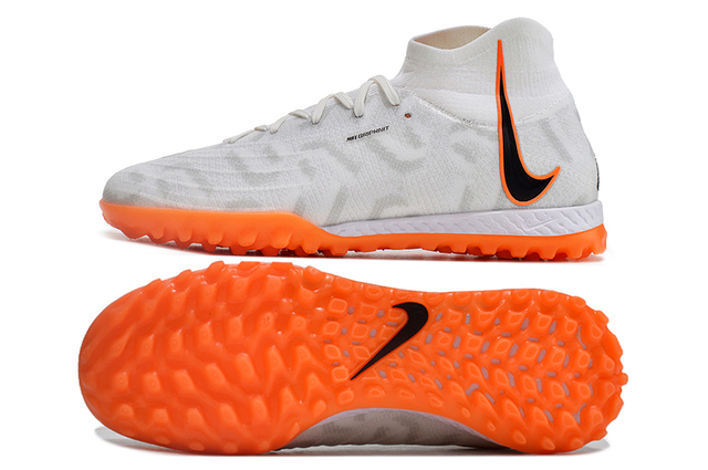 Chuteira Nike React Phantom Luna Elite Society Branco Laranja