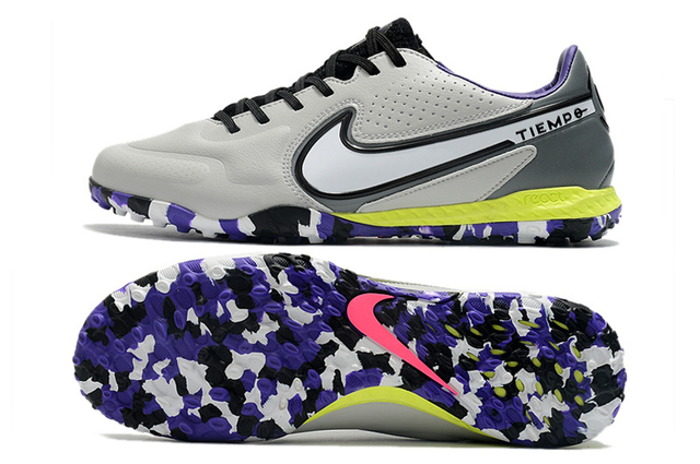 Chuteira Nike Tiempo 9 Pro Society - Cinza/Roxo/Branco