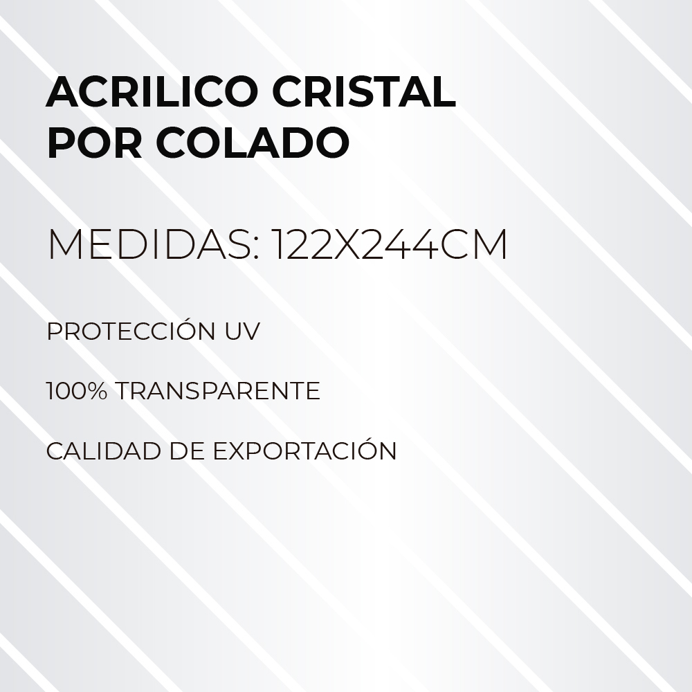 Acrilico Cristal Placa 122x244cm 4mm Espesor Cortes Capta