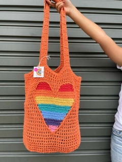 Bolsa crochê coração - comprar online