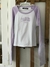 Remera ML blanca con mangas lilas. Como Quieras. Talle S. Ver medias en etiqueta.