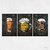 Quadro Cerveja Copos Ilustração kit três telas - comprar online