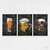 Quadro Cerveja Copos Ilustração kit três telas - Wy Quadros Decorativos