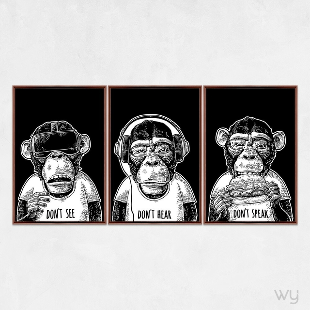 Quadros Decorativos - 3 Telas - Macacos Engraçados - 70x40cm - Bela Arte -  Quadro Decorativo - Magazine Luiza