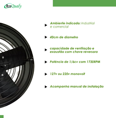 Exaustor Ventilador Industrial 40 Cm Preto - comprar online