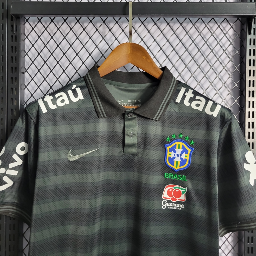 Camisa Seleção Brasileira Preta Gola Botão