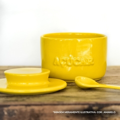 Açucareiro Com Colher De Cerâmica 350gr Ceraflame Gourmet Amarelo - comprar online