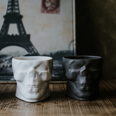 Vaso Cachepot De Cerâmica Caveira Skull 8,5cm Branco Fosco - Manufakt