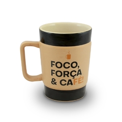 Caneca De Cerâmica 300ml Coffee To Go Foco Força e Café
