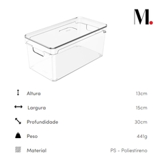 Organizador De Armários C/Tampa Clear 30x15x13cm Transparente OU na internet