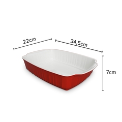 Assadeira Travessa Twist 34.5x22x7cm 3000ml Vermelho/Branco Ceraflame Gourmet - comprar online