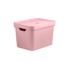Caixa Organizadora Cube M 18 Litros Com Tampa Rosa Quartz
