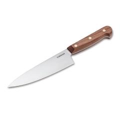 uma faca de cozinha com lâmina de aço carbono e cabo de madeira, importada da alemanha da marca Böker