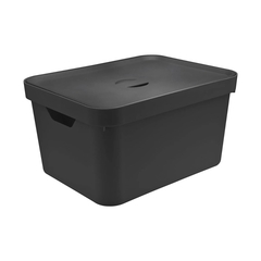 Caixa Organizadora Cube 32 Litros C/ Tampa Preto OU
