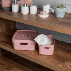 Caixa Organizadora Cube M 10,5 Litros Com Tampa Rosa Quartz - comprar online