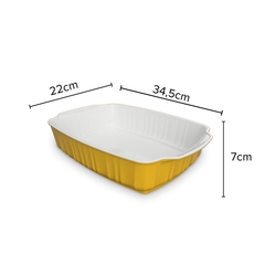 Assadeira Travessa Twist 34.5x22x7cm 3000ml Amarelo/Branco Ceraflame Gourmet - comprar online