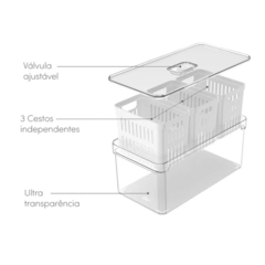 Imagem do Organizador De Geladeira C/ Cesto Triplo 5L Clear Fresh OU