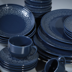 Jogo De 06 Pratos Fundos De Cerâmica Agra Deep Blue Porto Brasil - comprar online