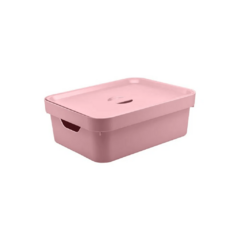 Caixa Organizadora Cube M 10,5 Litros Com Tampa Rosa Quartz