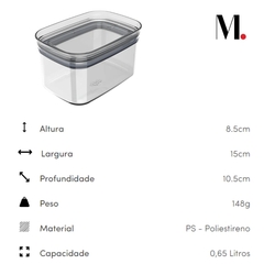 Pote Hermético Organizador Block Retangular 650ml Transparente OU na internet