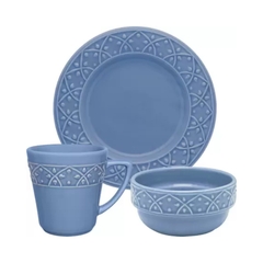 Conjunto Lanche 3 Peças Capri Oxford Porcelanas Azul