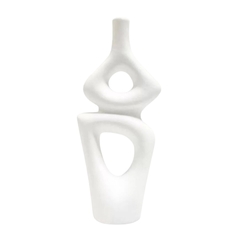 um vaso decorativo de cerâmica branca em formato orgânico 