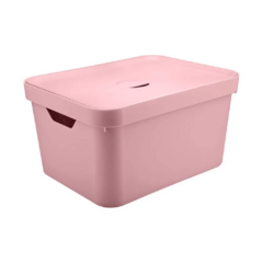 Caixa Organizadora Cube G Com Tampa 32 Litros Rosa Quartz