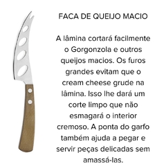 uma faca para cortar queijos moles da marca italiana Legnoart