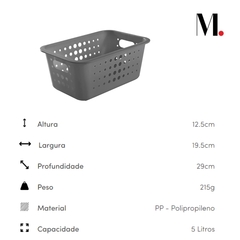 Cesta Organizadora M 5 Litros Chumbo Ou na internet