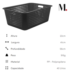 Cesta De Roupas Maxi 40 Litros Preto na internet