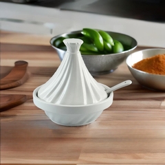 Mini Tagine Saleiro Twist De Cerâmica Ceraflame Gourmet Branco - comprar online