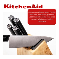 Kit De 5 Facas Aço Japones C/ Cepo Em Madeira KitchenAid - loja online