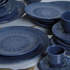 Jogo De 06 Pratos Sobremesa De Cerâmica Agra Deep Blue Porto Brasil - loja online